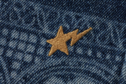 BAPE PAISLEY PATTERN DENIM FLARED PANTS