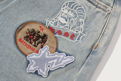 BAPE 多標誌寬版牛仔褲