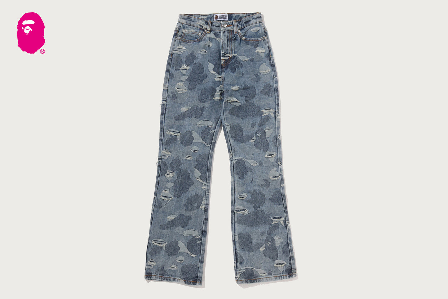 BAPE SOLID CAMO 迷彩提花牛仔靴口褲