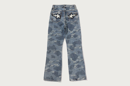 BAPE SOLID CAMO 迷彩提花牛仔靴口褲