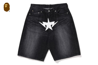 BAPE TWIN STA 寬鬆版牛仔短褲