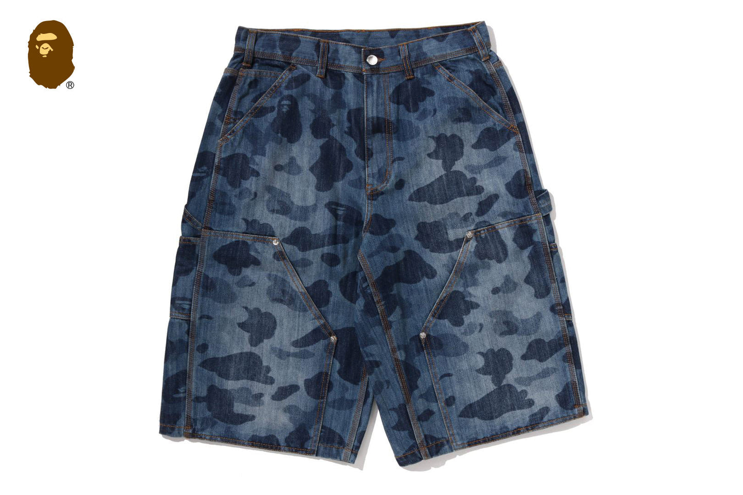 BAPE 1ST CAMO 雙膝 13 盎司 放鬆版牛仔短褲