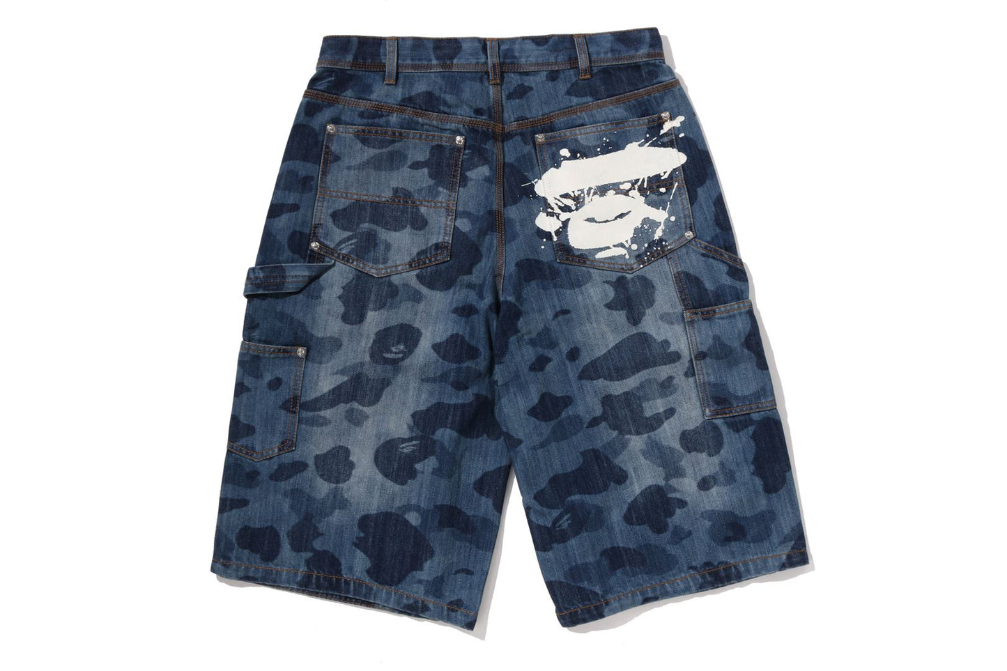 BAPE 1ST CAMO 雙膝 13 盎司 放鬆版牛仔短褲