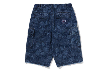 BAPE JAPANESE INDIGO ART CAMO 迷彩風格寬鬆版男裝短褲