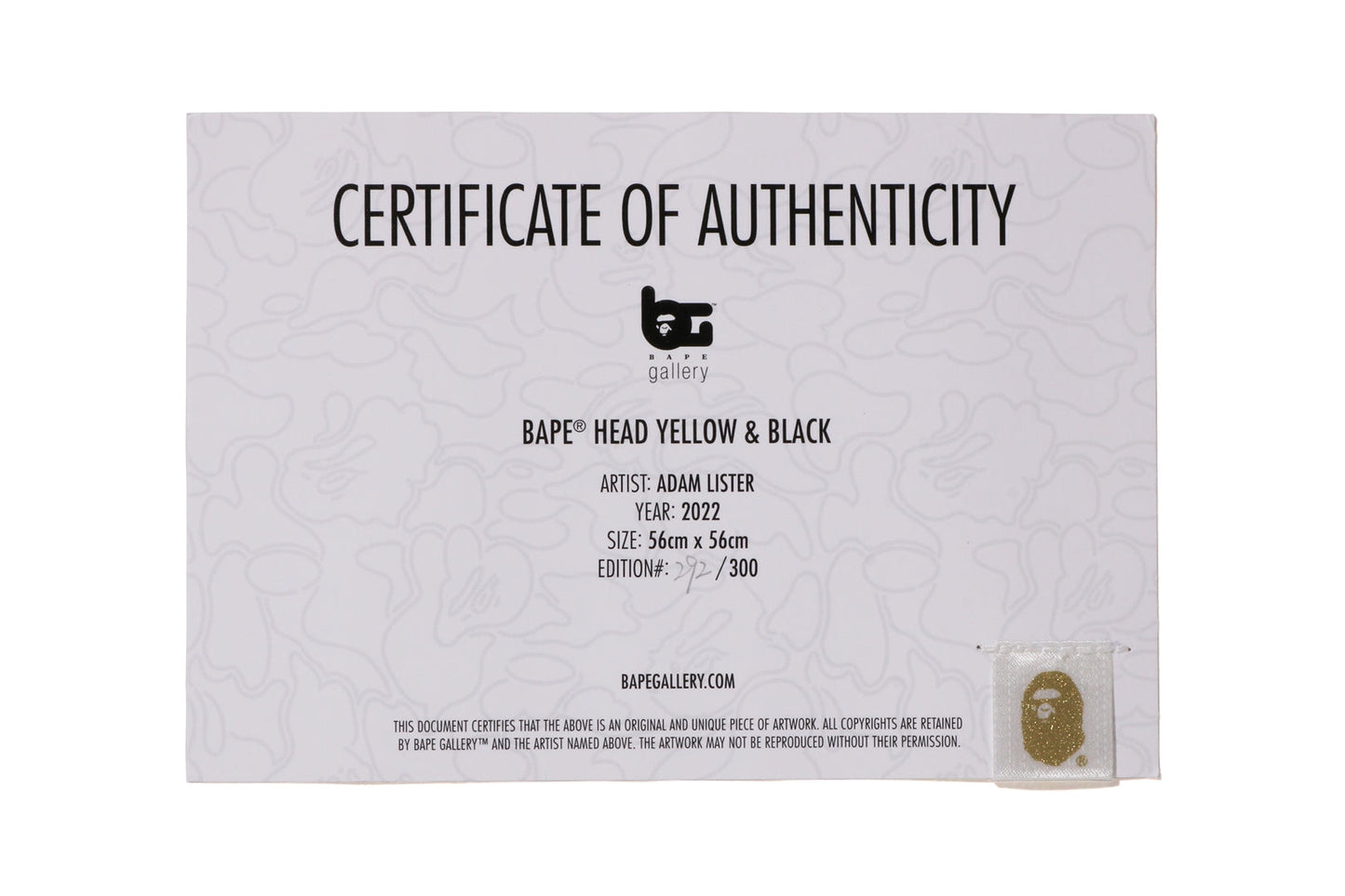 BAPE APE HEAD 黃黑色