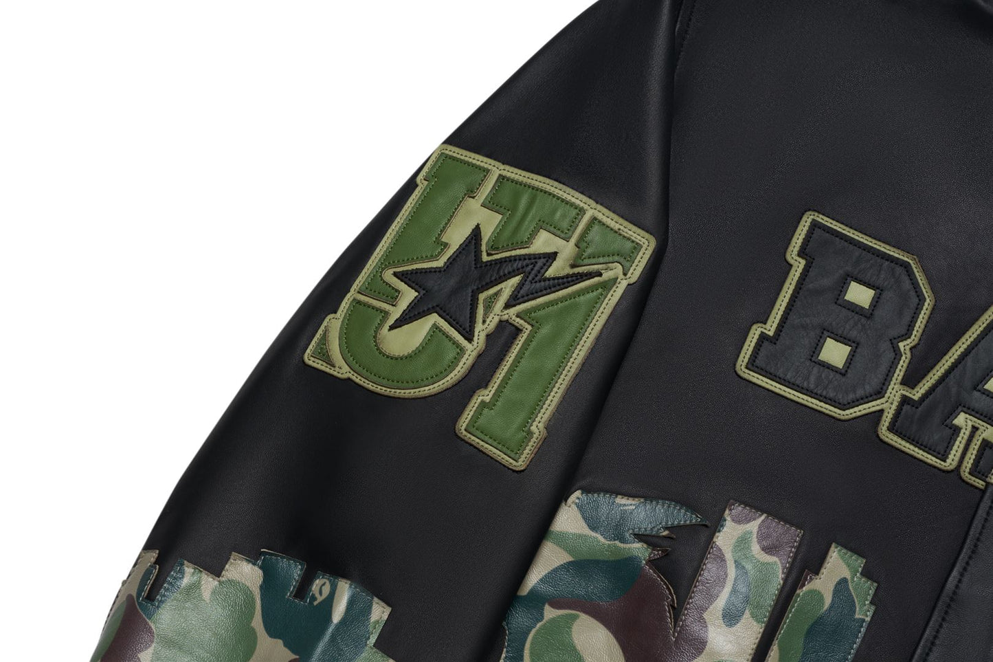 BAPE BAPE X JEFF HAMILTON ABC CAMO MULTI LOGO 皮革外套