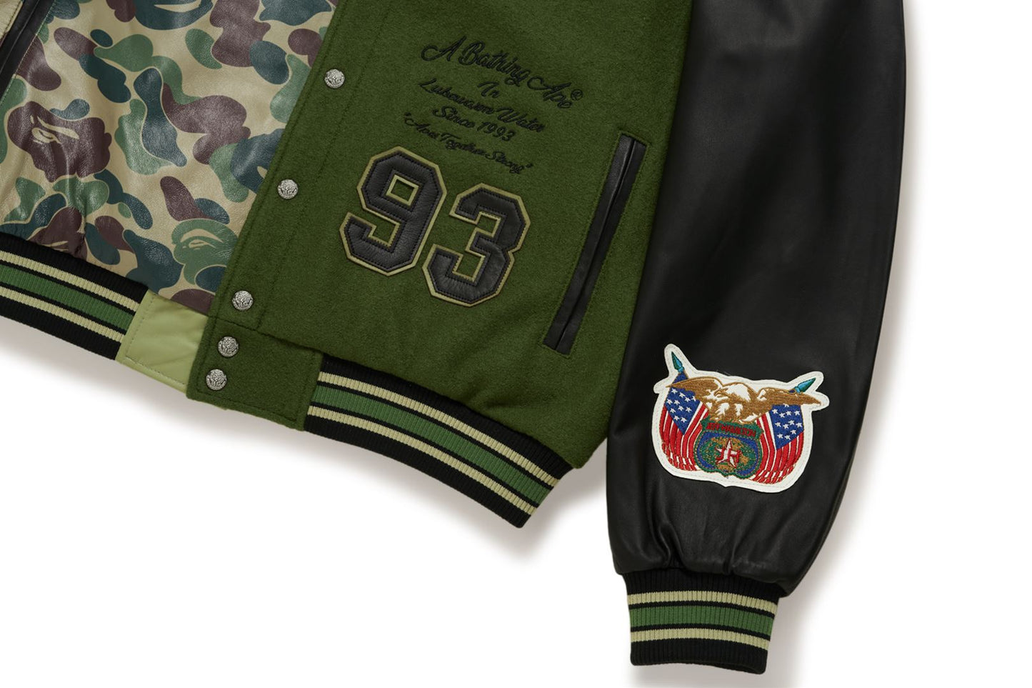 BAPE BAPE X JEFF HAMILTON ABC CAMO MULTI LOGO 羊毛與皮革外套