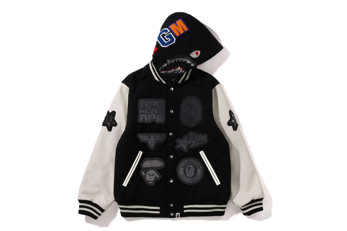BAPE X SWAROVSKI 可拆式連帽大學外套