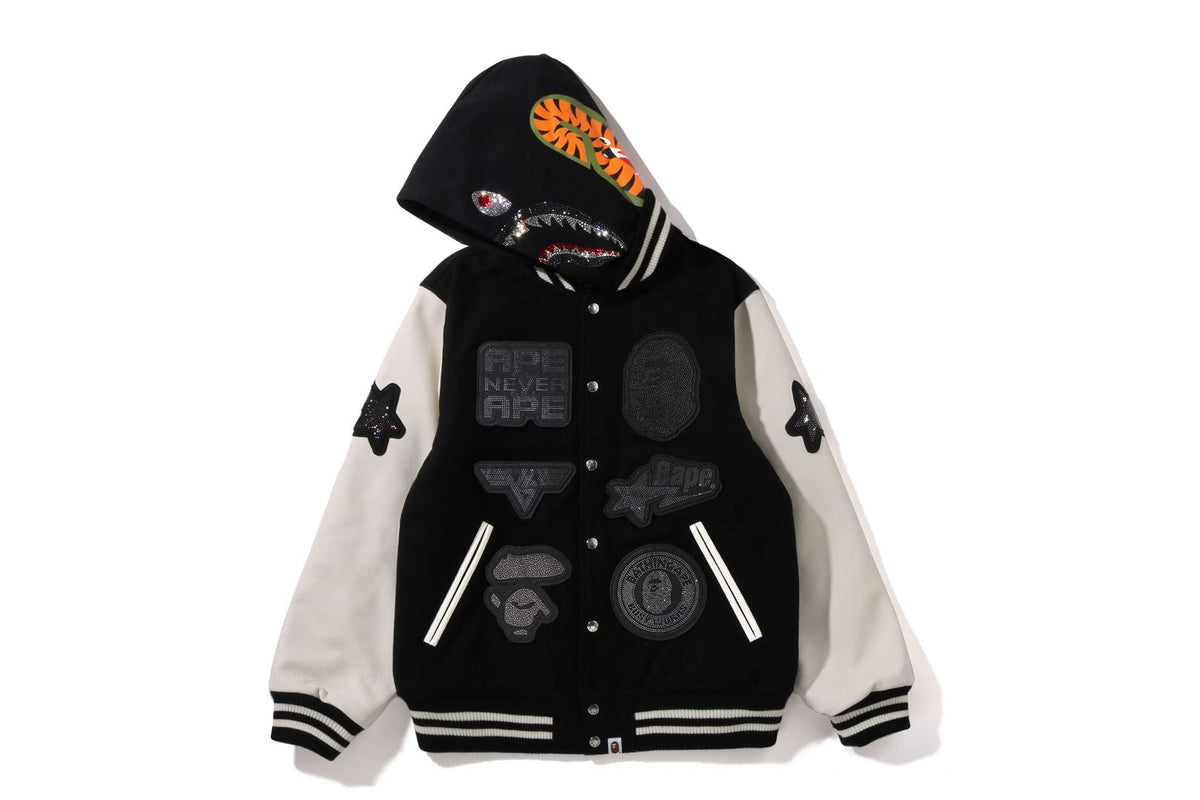 BAPE X SWAROVSKI 可拆式連帽大學外套