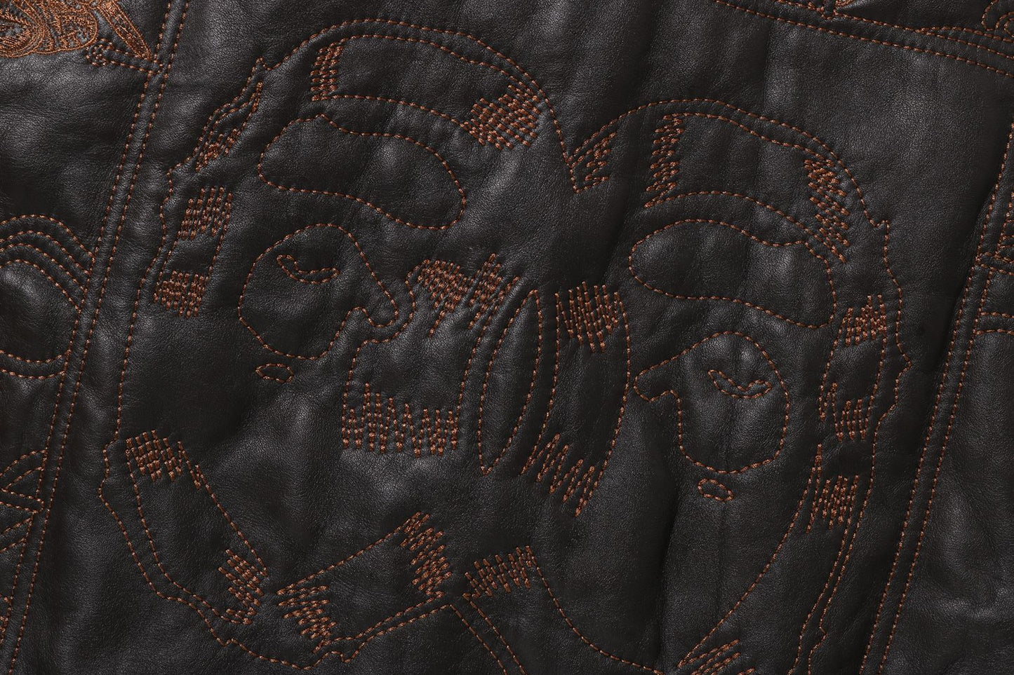 BAPE MULTI LOGO QUILTED LEATHER BOMBER JACKET