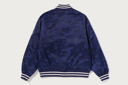 BAPE SOLID CAMO NYLON JACQUARD VARSITY JACKET