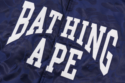 BAPE SOLID CAMO NYLON JACQUARD VARSITY JACKET