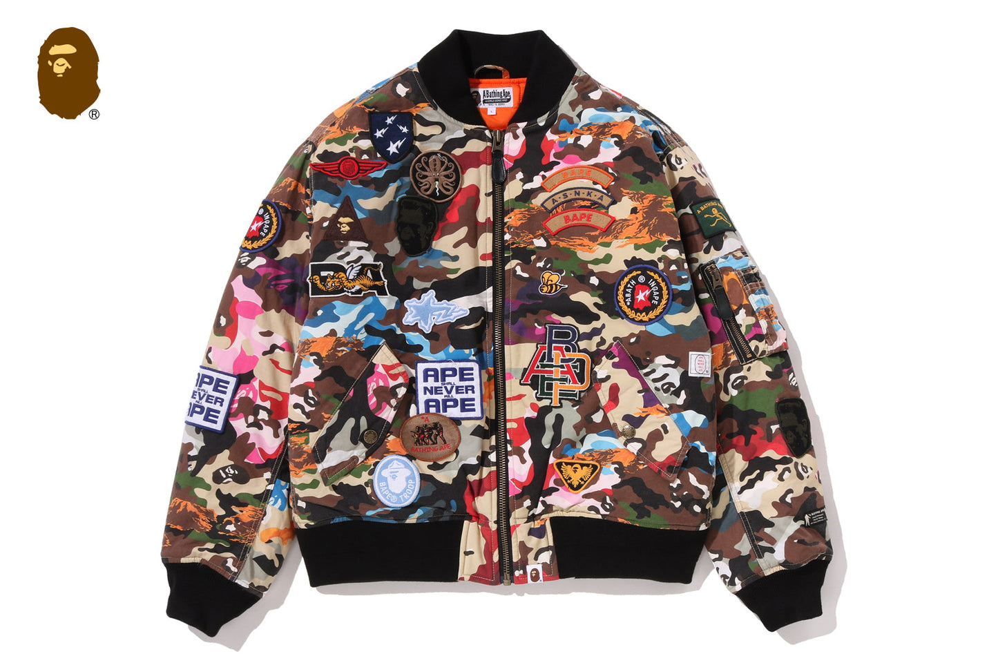 BAPE HYBRID CAMO MULTI BADGE PADDED MA-1