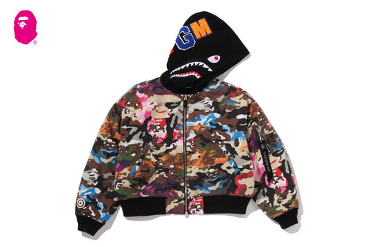 BAPE HYBRID CAMO 龍鯊 MA-1 連帽短版外套