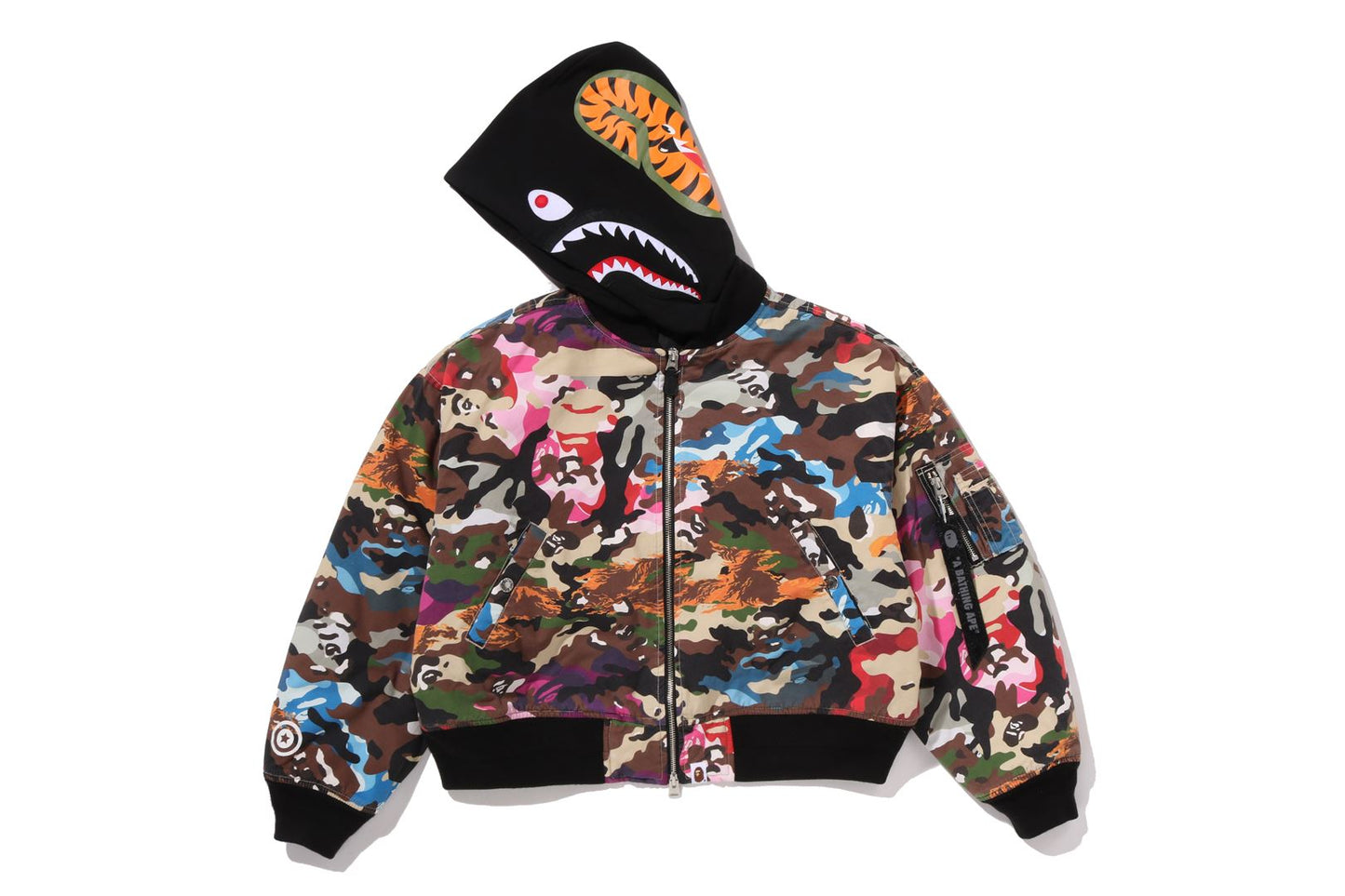 BAPE HYBRID CAMO 龍鯊 MA-1 連帽短版外套