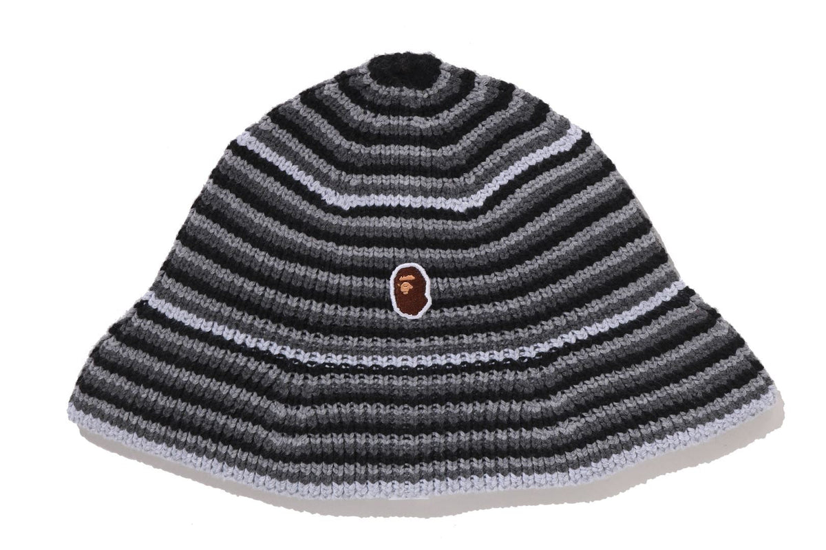 BAPE APE HEAD 一點條紋針織帽