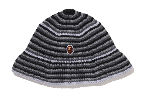 BAPE APE HEAD 一點條紋針織帽