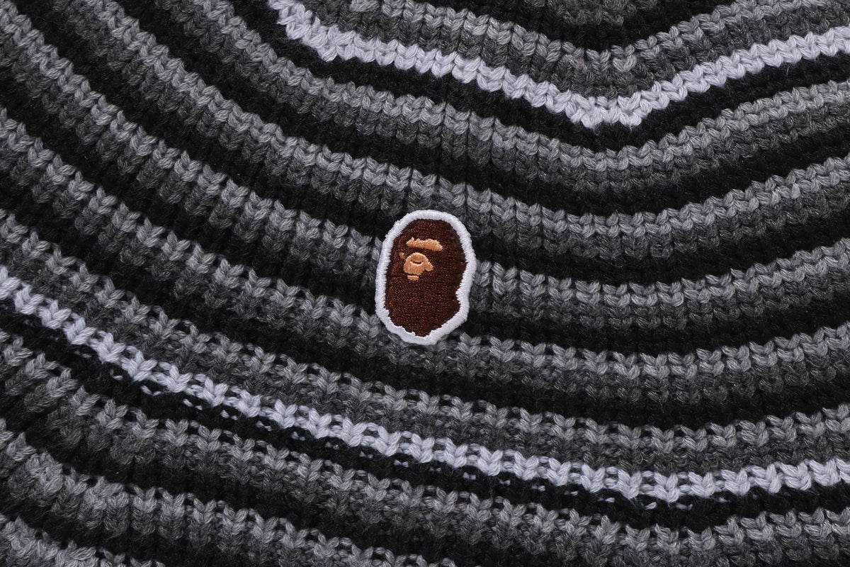 BAPE APE HEAD 一點條紋針織帽