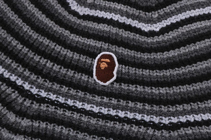 BAPE APE HEAD 一點條紋針織帽