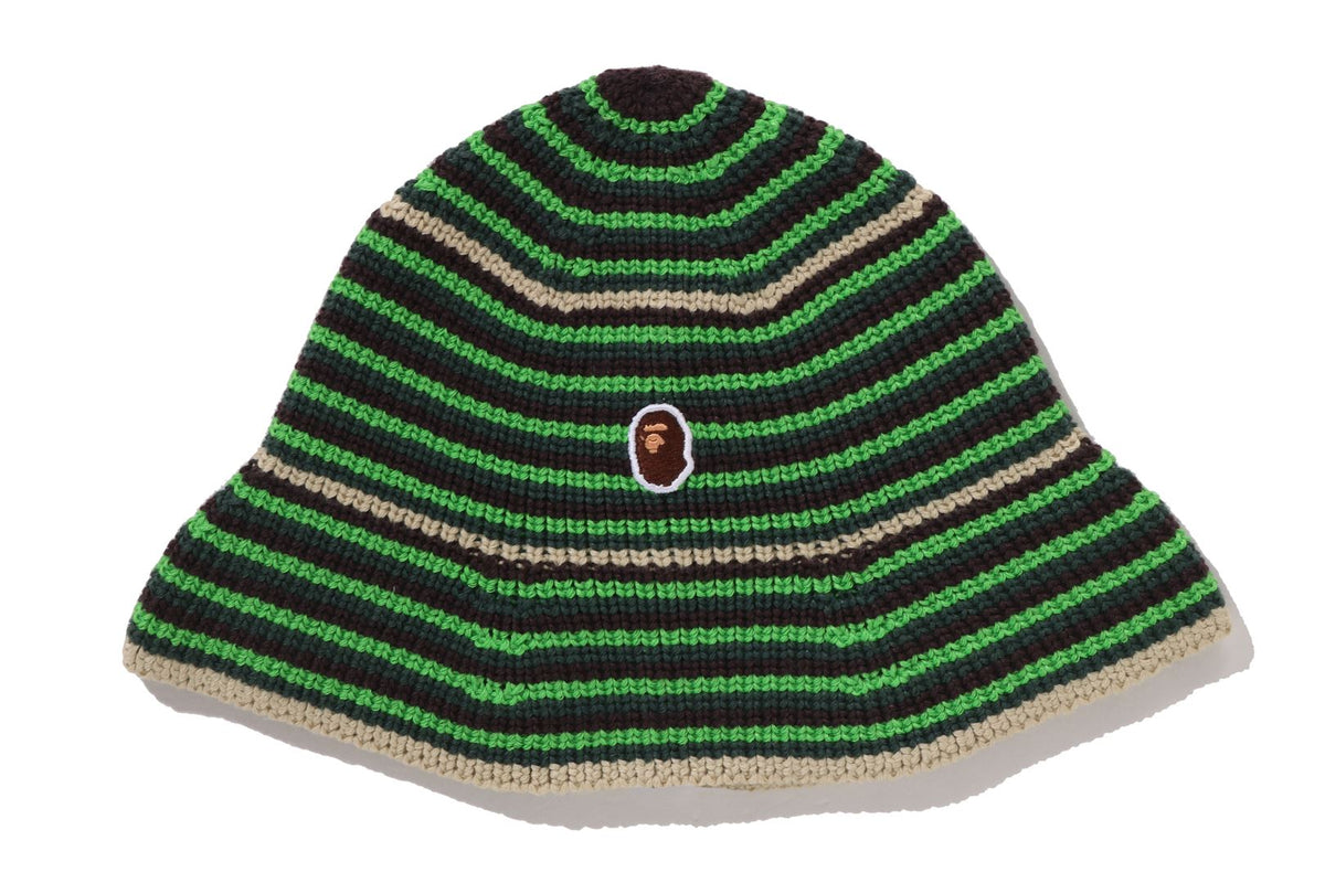 BAPE APE HEAD 一點條紋針織帽