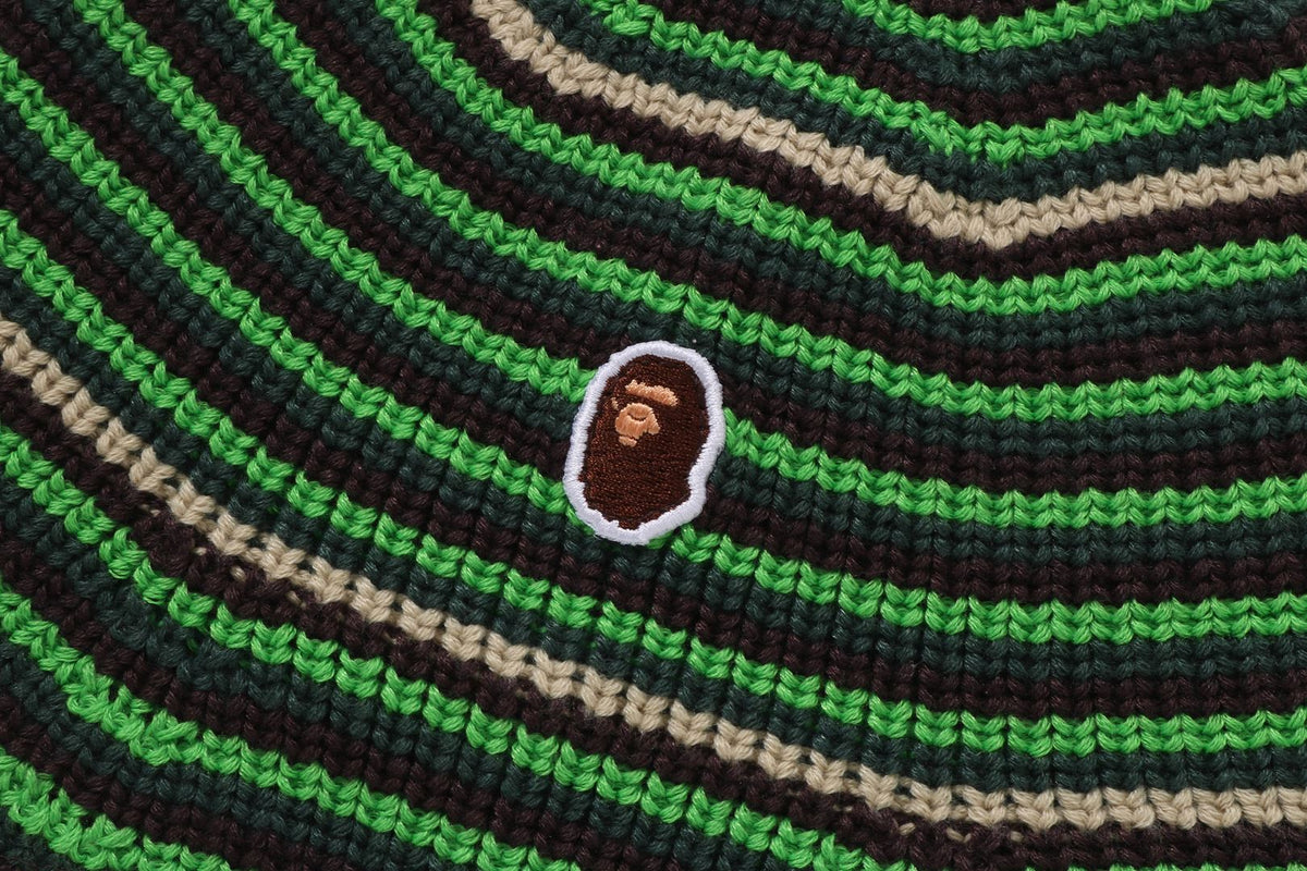 BAPE APE HEAD 一點條紋針織帽