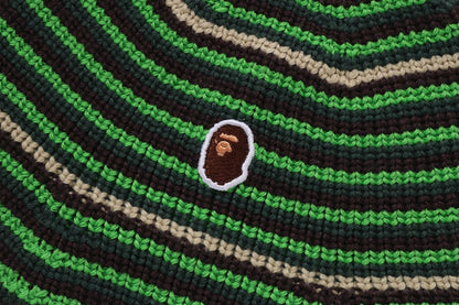 BAPE APE HEAD 一點條紋針織帽