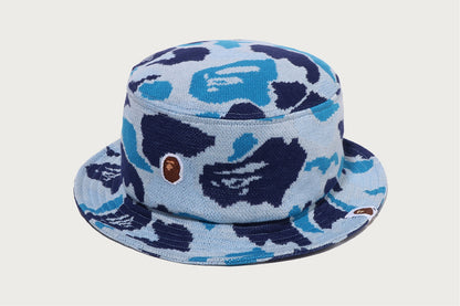 BAPE ONE POINT ABC CAMO JACQUARD KNIT BUCKET HAT