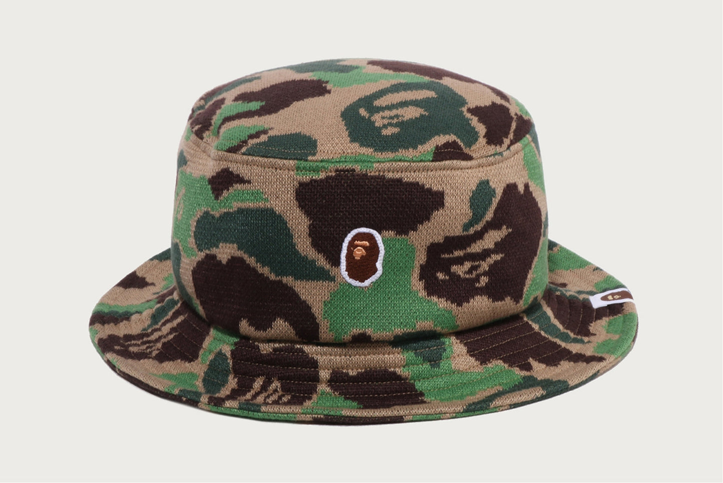 BAPE ONE POINT ABC CAMO JACQUARD KNIT BUCKET HAT