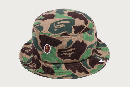 BAPE ONE POINT ABC CAMO JACQUARD KNIT BUCKET HAT