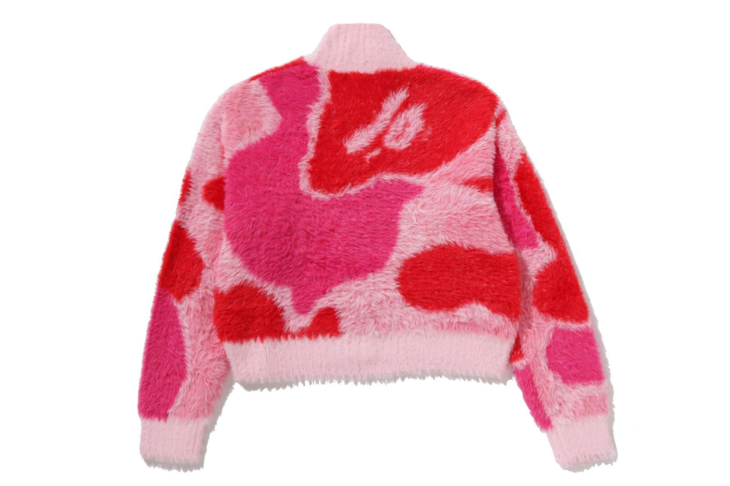 BAPE MEGA ABC CAMO 長毛絨高領 cropped 拉鍊開衫
