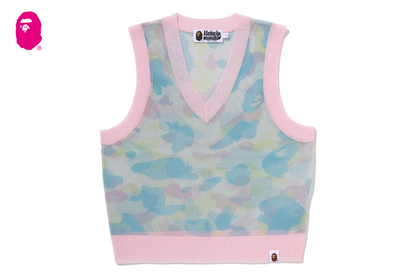 BAPE NEW MULTI CAMO METALLIC CROPPED KNIT VEST