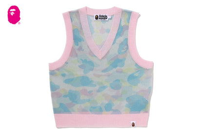 BAPE NEW MULTI CAMO METALLIC CROPPED KNIT VEST