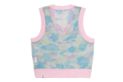 BAPE NEW MULTI CAMO METALLIC CROPPED KNIT VEST