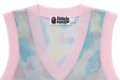 BAPE NEW MULTI CAMO METALLIC CROPPED KNIT VEST
