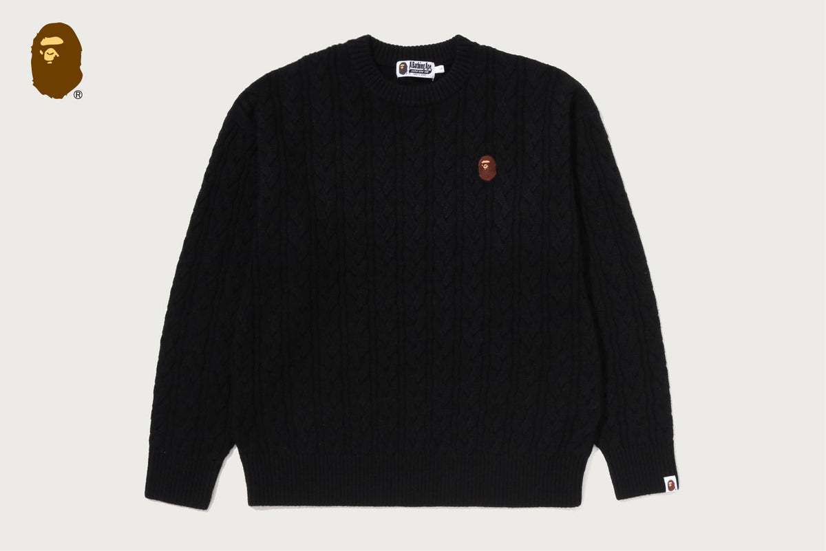 BAPE ONE POINT CABLE KNIT 大學T
