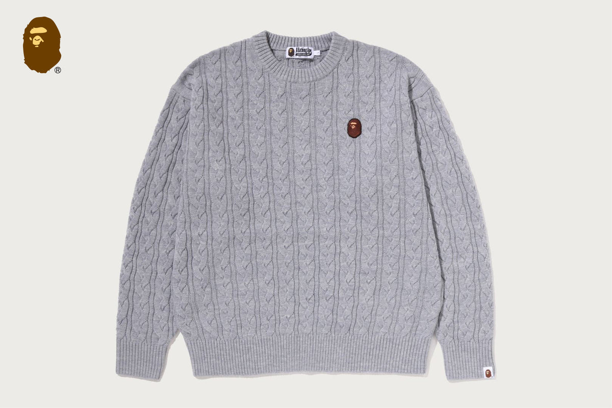 BAPE ONE POINT CABLE KNIT 大學T