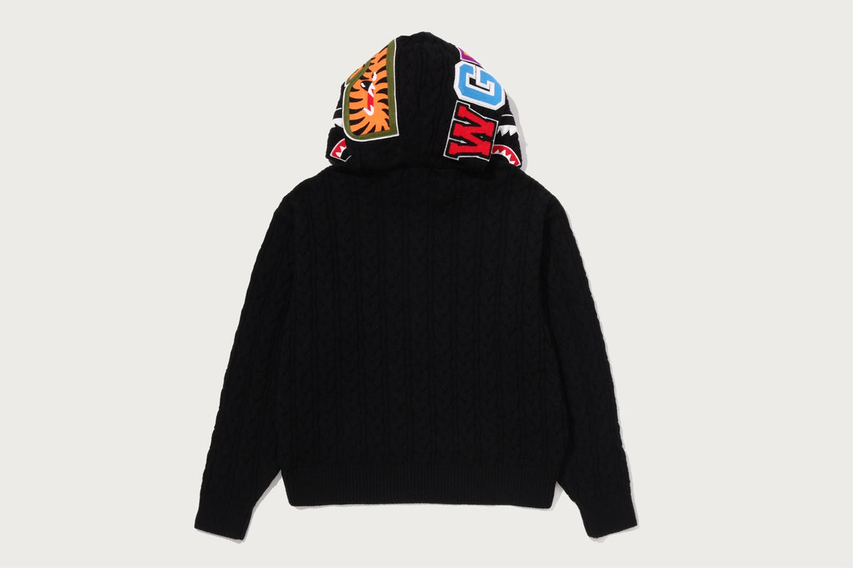 BAPE CABLE KNIT SHARK 放鬆版全拉鍊連帽衫