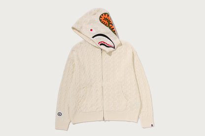 BAPE CABLE KNIT SHARK 放鬆版全拉鍊連帽衫