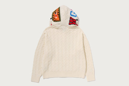 BAPE CABLE KNIT SHARK 放鬆版全拉鍊連帽衫