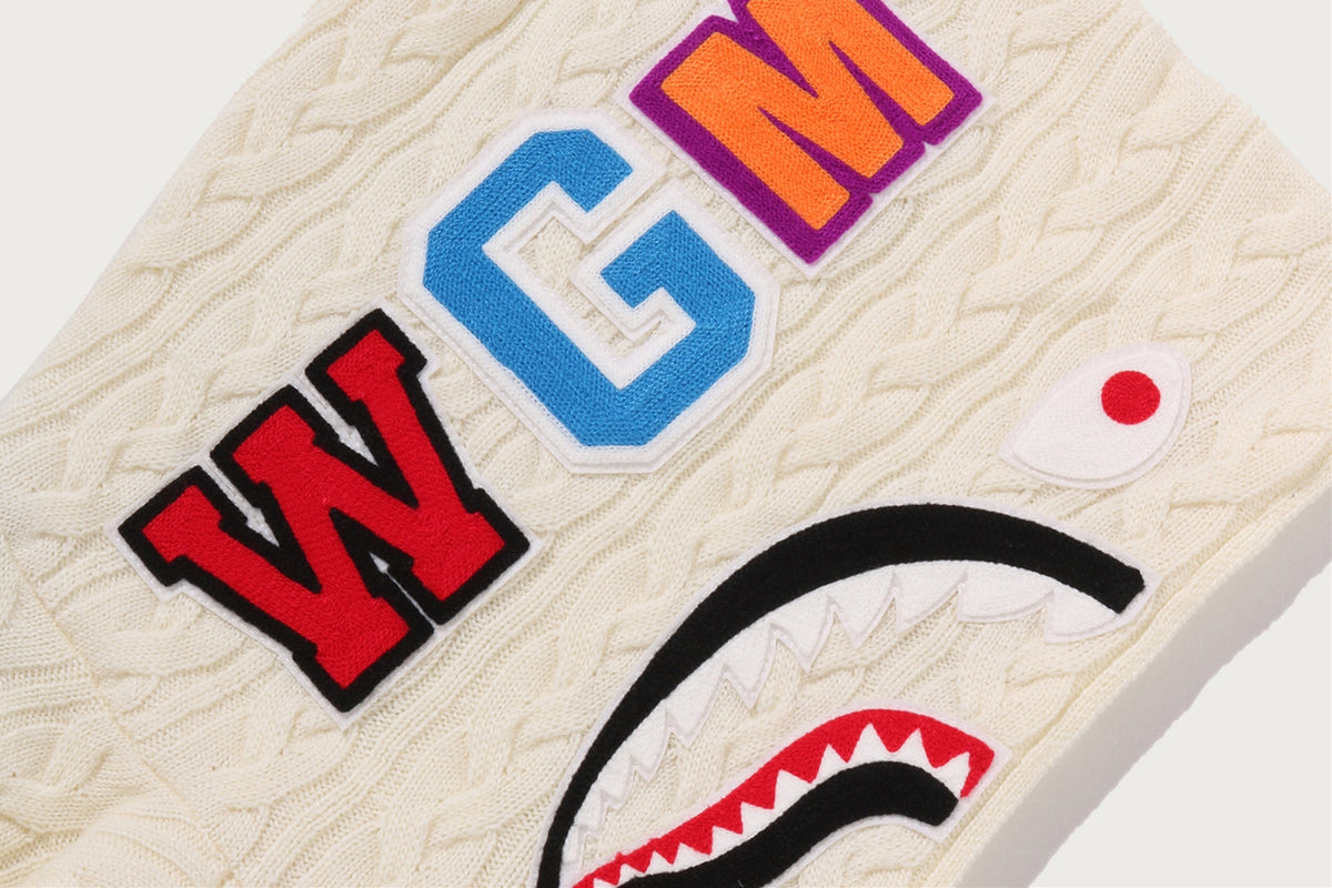 BAPE CABLE KNIT SHARK 放鬆版全拉鍊連帽衫