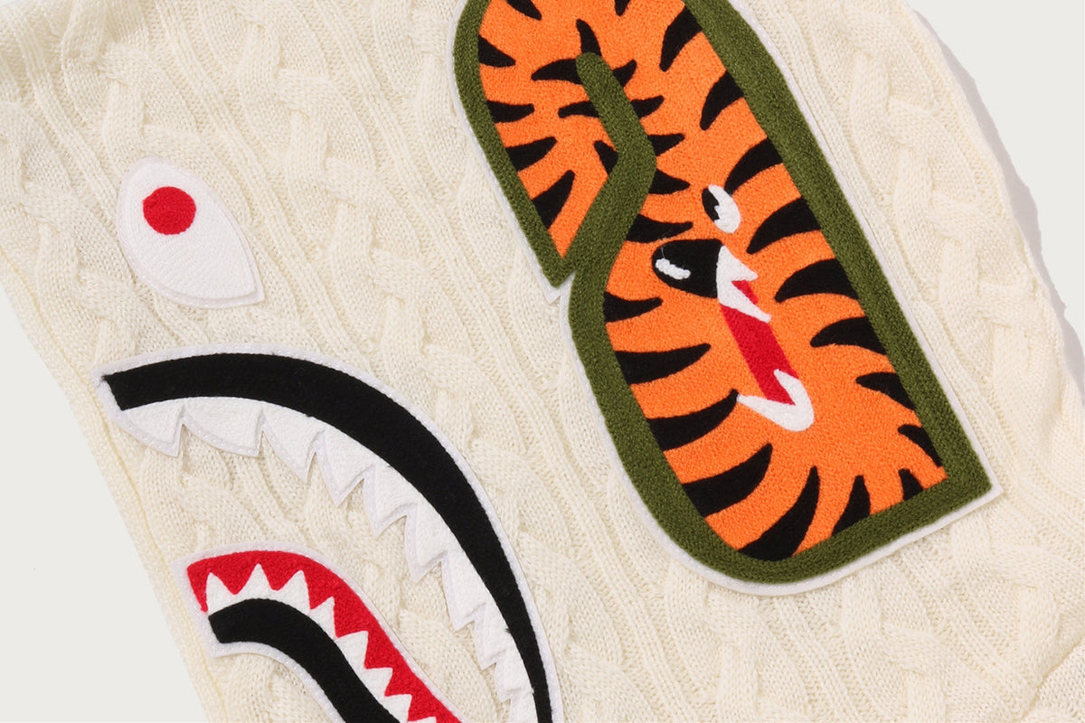 BAPE CABLE KNIT SHARK 放鬆版全拉鍊連帽衫