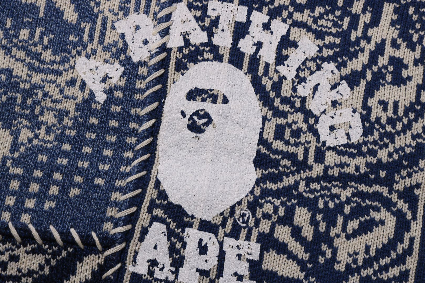 BAPE PAISLEY PATTERN COLLEGE KNIT CREWNECK SWEATSHIRT