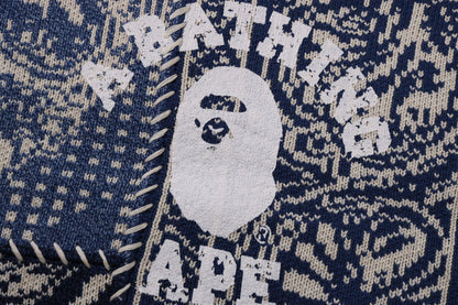 BAPE PAISLEY PATTERN COLLEGE KNIT CREWNECK SWEATSHIRT