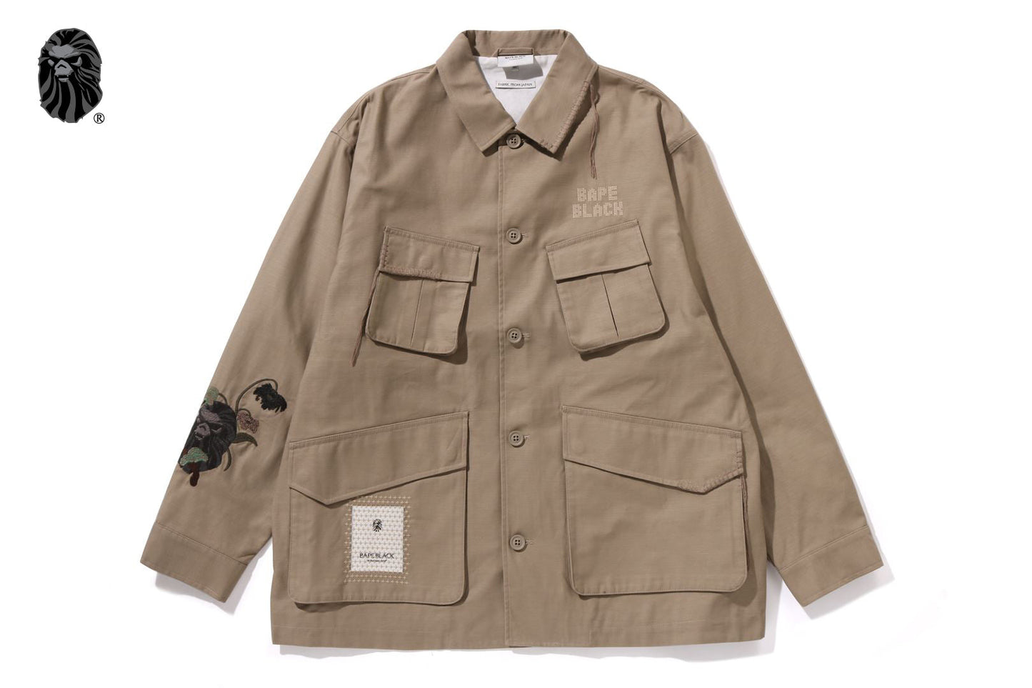 BAPE 黑色交叉縫製軍襯衫