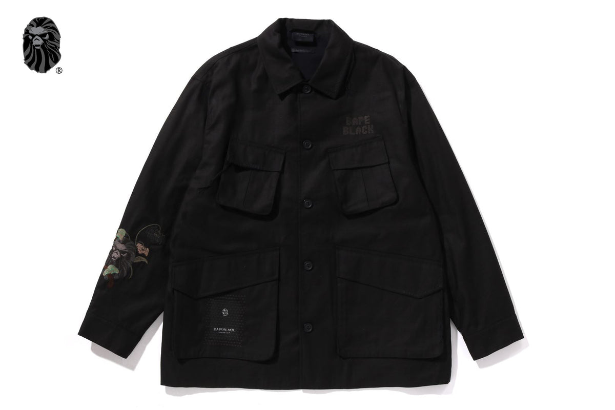 BAPE 黑色交叉縫製軍襯衫