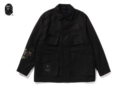 BAPE 黑色交叉縫製軍襯衫