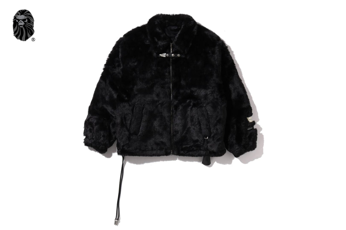 BAPE 黑色人造毛大衣