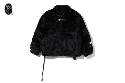 BAPE 黑色人造毛大衣