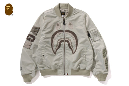 BAPE TONAL CHAIN STITCH SHARK BOMBER JACKET