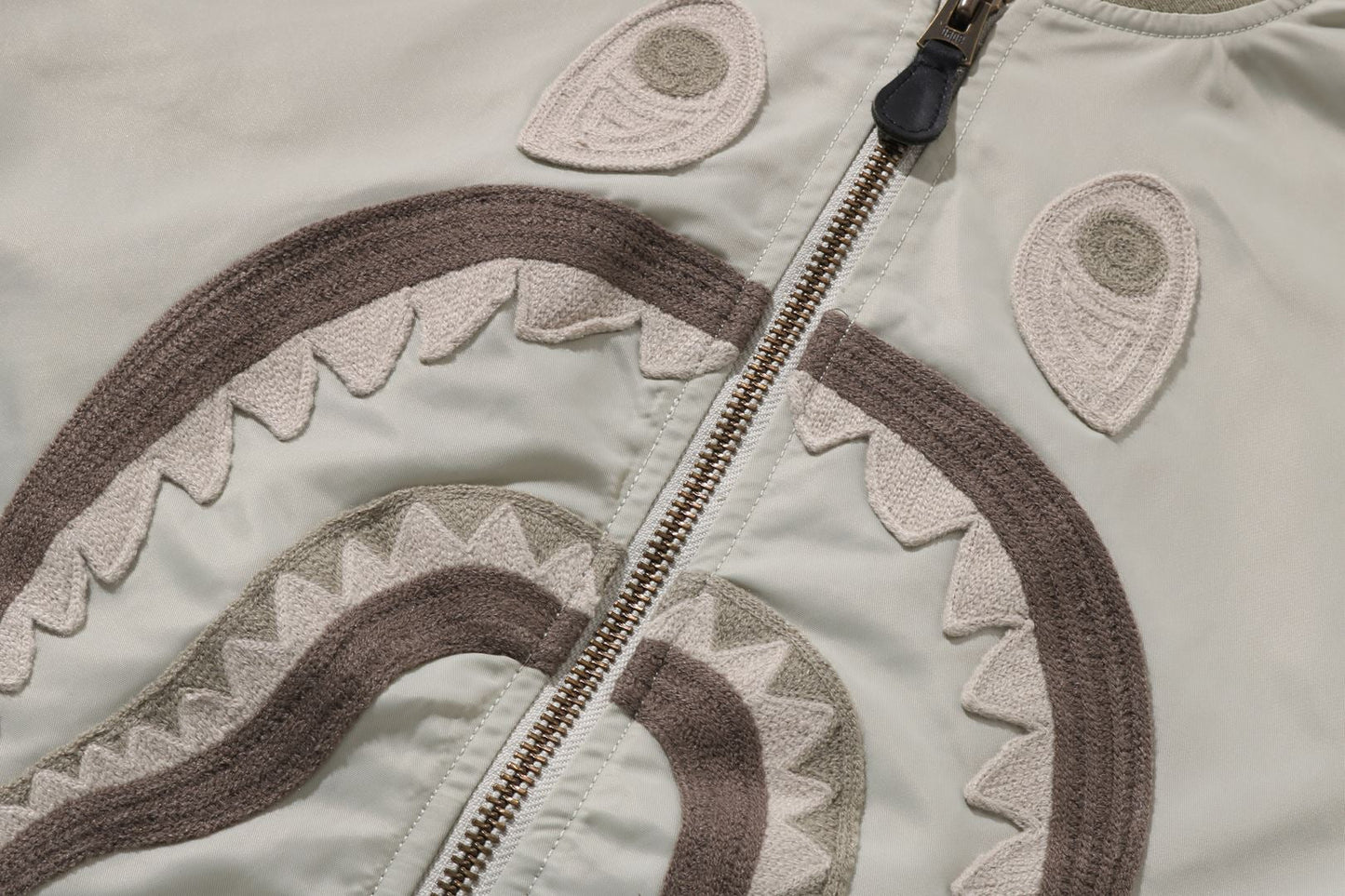 BAPE TONAL CHAIN STITCH SHARK BOMBER JACKET